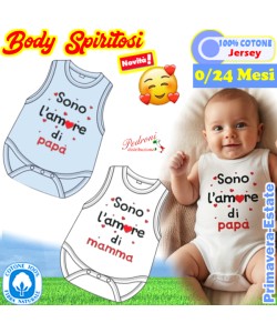 "Sono L'Amore....." Body SPALLA in COTONE XNO-064 0/24 Mesi