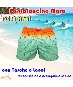 * NOVITA' * Pantaloncino da bagno 5/16 Anni T2612 Orange/Green