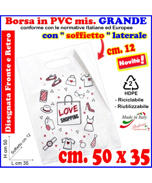 BORSINA in PVC con SOFFIETTO misura 35x50...