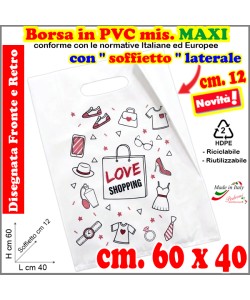 BORSINA in PVC con SOFFIETTO misura 40x60 DISEGNATA