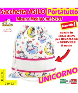 *MEDIO* SACCHETTO ASILO SAC032-SEBASTIAN Cm.32x37 UNICORNO