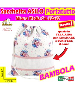 *MEDIO* SACCHETTO ASILO SAC032-SEBASTIAN Cm.32x37 BAMBOLA - Accessori Asilo