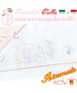 NAZARENO Completo CULLA ricamato NG 91.35 Bianco/Rosa