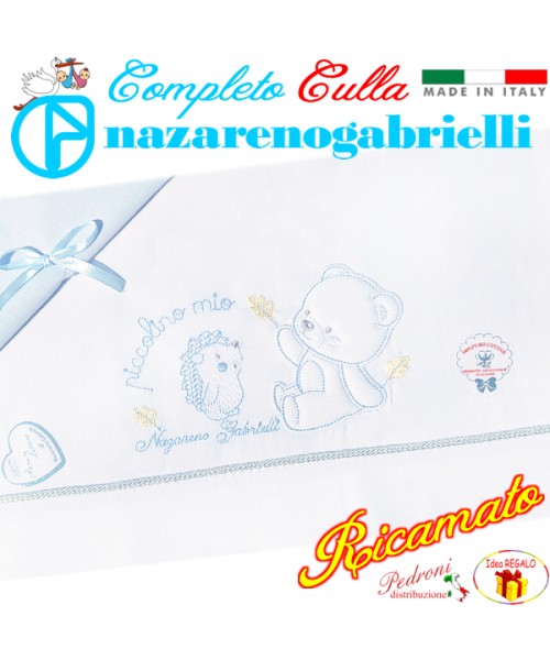NAZARENO Completo CULLA ricamato NG 91.35 Bianco/Cielo