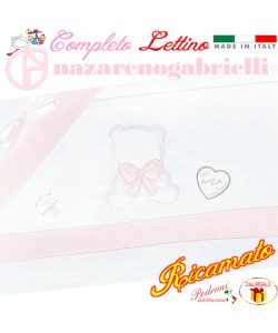 NAZARENO Completo LETTINO ricamato NG 101.30 Bianco/Rosa