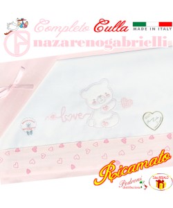 NAZARENO Completo CULLA ricamato NG 91.38 Bianco/Rosa