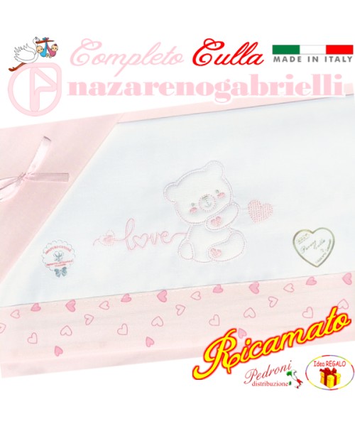 NAZARENO Completo CULLA ricamato NG 91.38 Bianco/Rosa