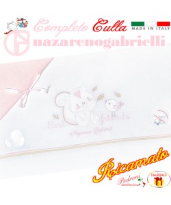 NAZARENO Completo CULLA ricamato NG 91.39 Bianco/Rosa