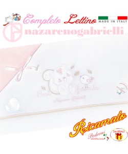 NAZARENO Completo LETTINO ricamato NG 101.39 Bianco/Rosa