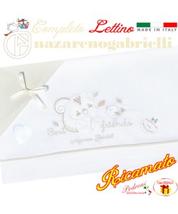 NAZARENO Completo LETTINO ricamato NG 101.39 Bianco/Sabbia