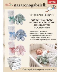 *IDEA REGALO* SET Copertina+Coniglietto NG-4811 in 3 varianti - Giochi e Peluche per l'Infanzia