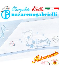 NAZARENO Completo CULLA ricamato NG 91.32 Bianco/Cielo