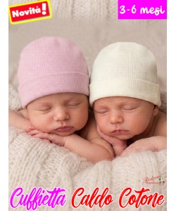 Cuffietta CALDO COTONE 3917 Latte-Rosa 3-6 Mesi