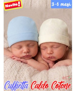 Cuffietta CALDO COTONE 3917 Latte-Cielo 3-6 Mesi