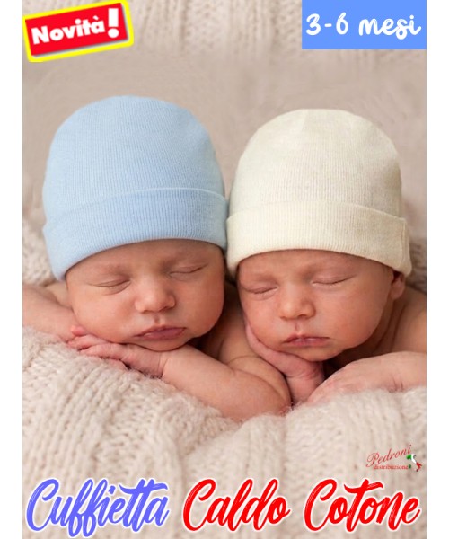 Cuffietta CALDO COTONE 3917 Latte-Cielo 3-6 Mesi
