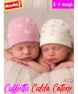 *MAFER* Cuffietta CALDO COTONE 8927 Latte-Rosa 3/6 Mesi