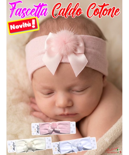 Fascetta NEONATA in COTONE art.WSF7529 in 3 Colori
