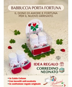 "IDEA REGALO" Babbuccia CALDO COTONE "PORTAFORTUNA" WSC2278