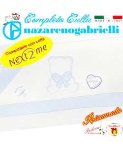 *NEX TO ME* Completo CULLA ricamato NG-3016 dis.30 Bianco/Cielo