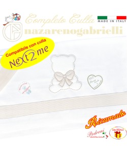 *NEX TO ME* Completo CULLA ricamato NG-3016 dis.30 Bianco/Sabbia
