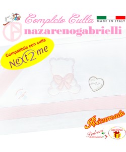 *NEX TO ME* Completo CULLA ricamato NG-3016 dis.30 Bianco/Rosa