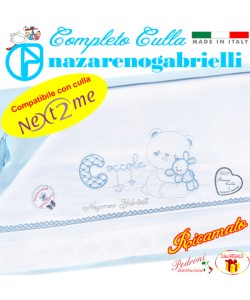 *NEX TO ME* Completo CULLA ricamato NG-3016 dis.34 Bianco/Cielo