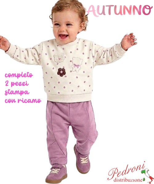 *AUTUNNO*Tuta neonata LOLLITOP BE756 LATTE/clivia 3/18 mesi