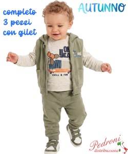 *AUTUNNO*Completo neonato BABY GANG C8671 MUSCHIO 3/18 mesi