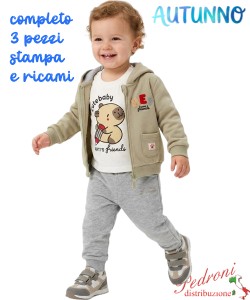 *AUTUNNO*Tuta neonato BABY GANG C8670 VERDE/grigio 3/18 mesi