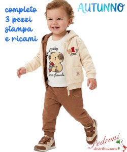 *AUTUNNO*Tuta neonato BABY GANG C8670 BEIGE/nocciola 3/18 mesi