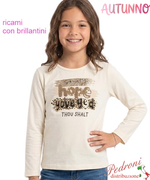 *AUTUNNO*Maglia bambina MISS IMGE LF9441 LATTE...