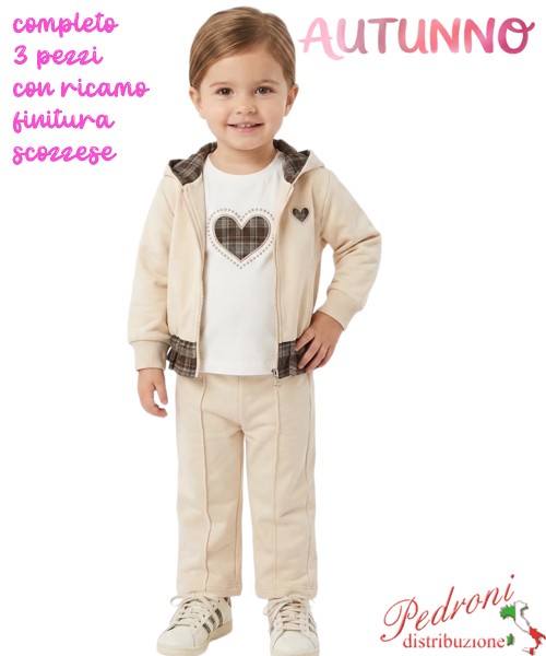 *AUTUNNO*Tuta neonata LOLLITOP BC338 PANNA 12/36 mesi