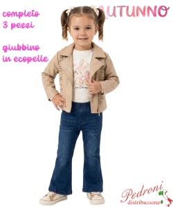 *AUTUNNO*Completo neonata CHIC AF2816 BEIGE/jeans 12/36 mesi