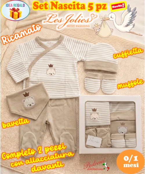 * LES JOLIES * Set Nascita 5 pz. LJ3591 Beige...