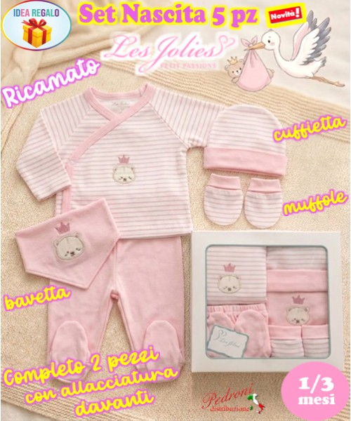 * LES JOLIES * Set Nascita 5 pz. LJ3591 Rosa Tg...
