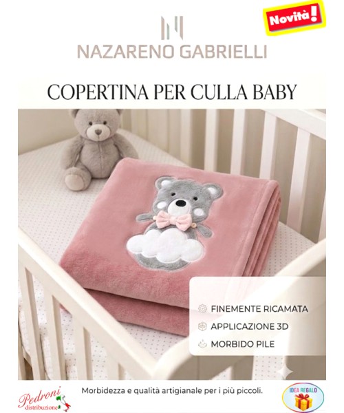 Copertina CULLA pile RICAMATA BEAR NG-443 ROSA...