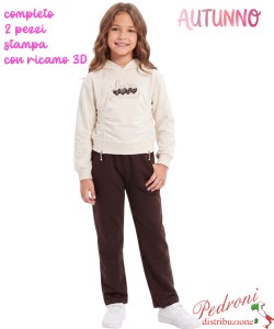 *AUTUNNO*Completo bambina MISS IMAGE LF2135 PANNA/cioc 4/12 anni