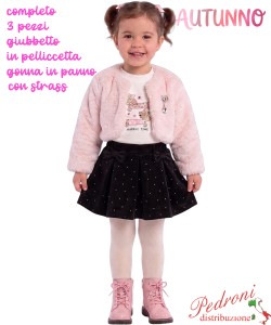*AUTUNNO*Completo neonata CHIC AF2820 ROSA/nero 12/36 mesi