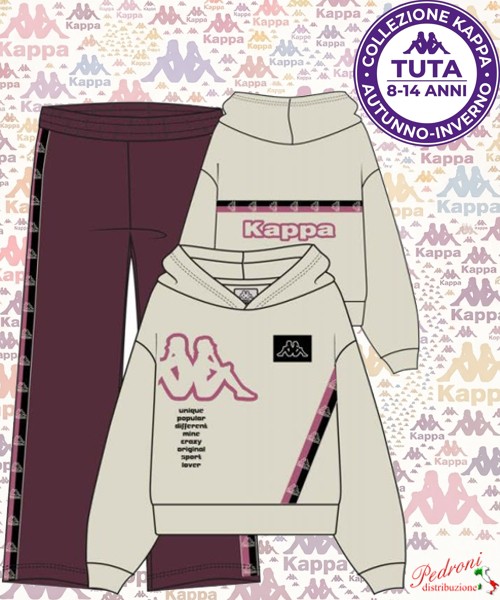 *KAPPA* COMPLETO TUTA RAGAZZA Felpata 022T 8/14 Anni AVORIO