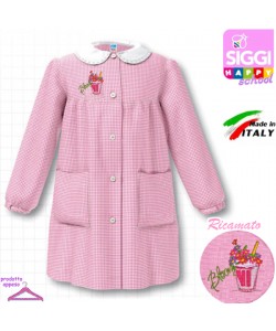 SIGGI Grembiule ASILO bambina 33GR4335 quadrettato Bianco/Rosa