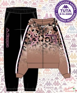 *KAPPA* COMPLETO TUTA RAGAZZA Felpata 026T 8/14 Anni MOKA