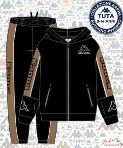 *KAPPA* TUTA RAGAZZO Felpata 020T 8/14 Anni BLACK