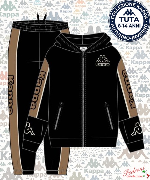 *KAPPA* TUTA RAGAZZO Felpata 020T 8/14 Anni BLACK