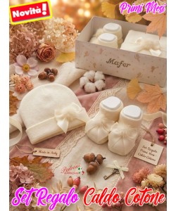 *MAFER* SET REGALO BABY in CALDO COTONE art.WSE7521 Panna