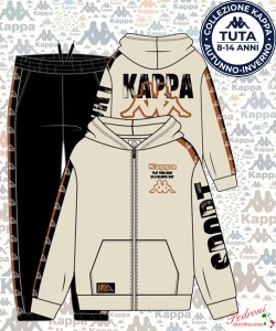 *KAPPA* TUTA RAGAZZO Felpata 025T 8/14 Anni AVORIO