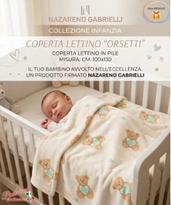 COPERTINA Pile LETTINO disegnata " ORSETTI " NG-4822 Panna