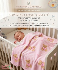 COPERTINA Pile LETTINO disegnata " ORSETTI " NG-4822 Rosa