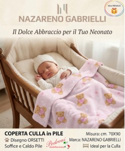 COPERTINA Pile CULLA disegnata " ORSETTI " NG-4722 Rosa
