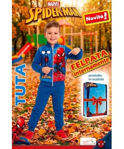 *STOCK* SPIDER-MAN Tuta bimbo FELPATA 3/8 Anni MV622 BLUETTE