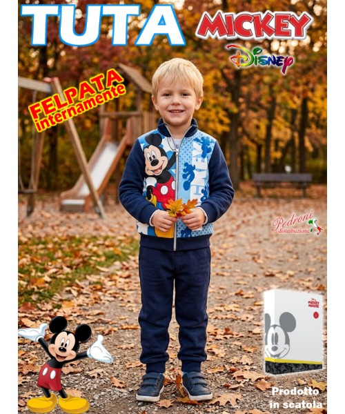 *STOCK* MICKEY Tuta bimbo FELPATA 3/8 Anni...